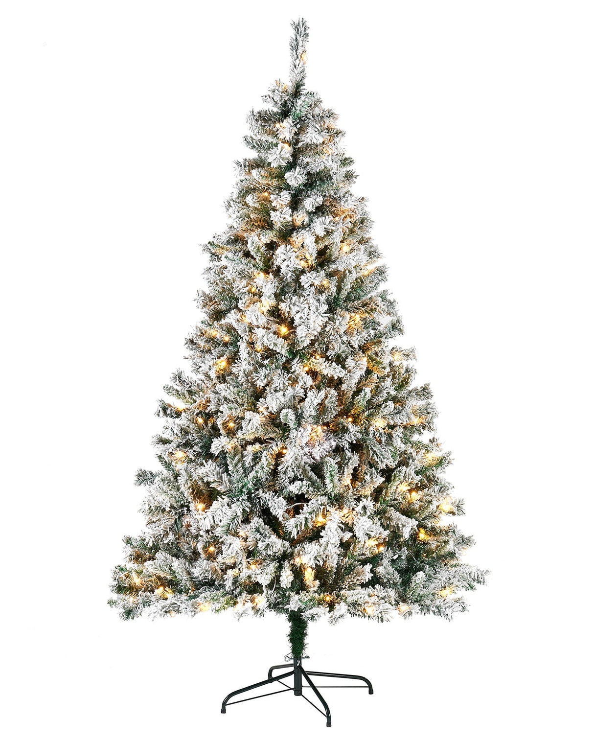 Pre-Lit Snow Flocked Mixed Pine Christmas Tree, 7 ft