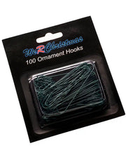 Pack of 100 green bauble ornament hooks on a white background