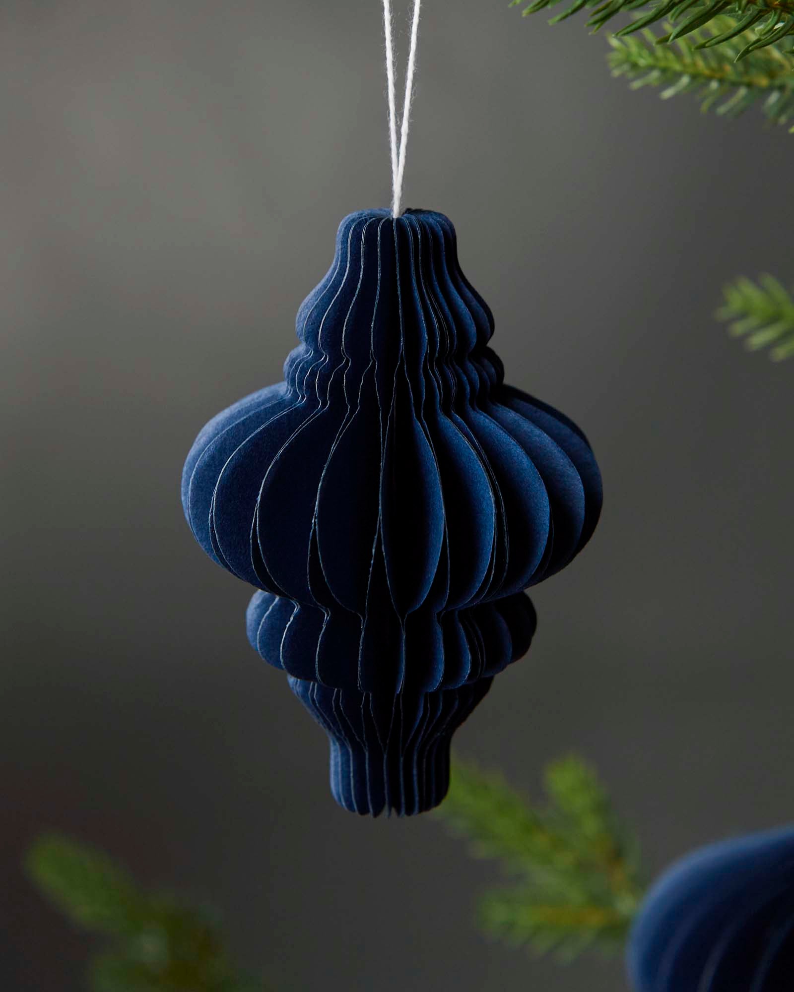 Set of 12 Paper Decorations, Navy, 10 cm