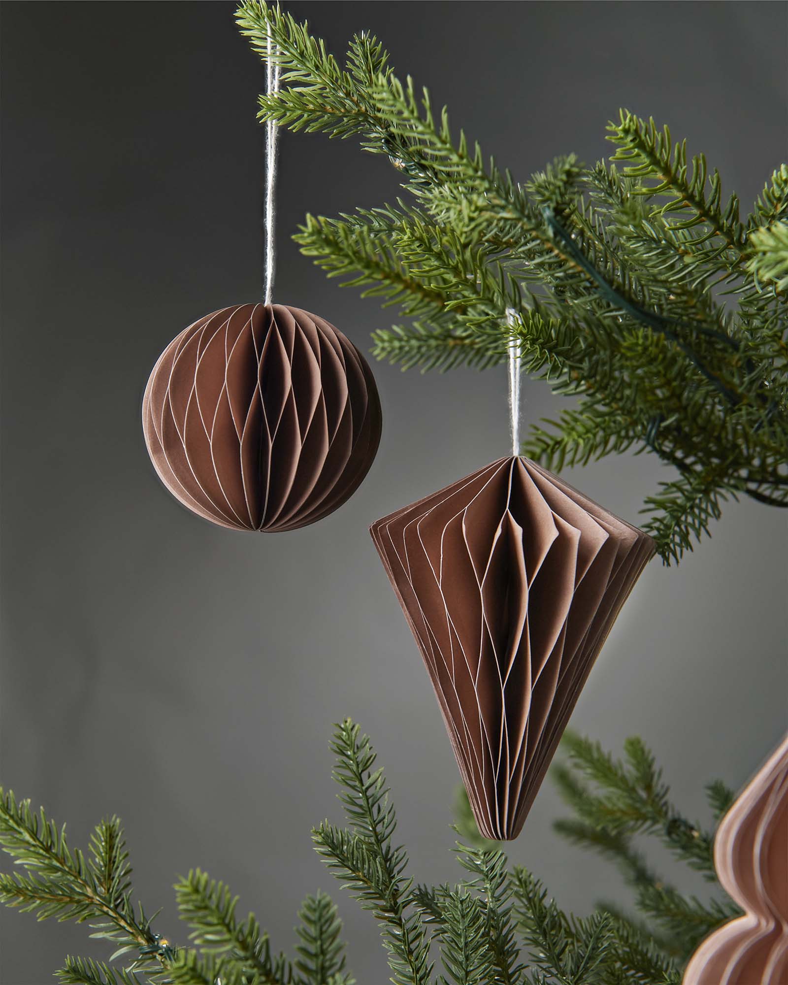 Set of 12 Paper Decorations, Mocha, 10 cm