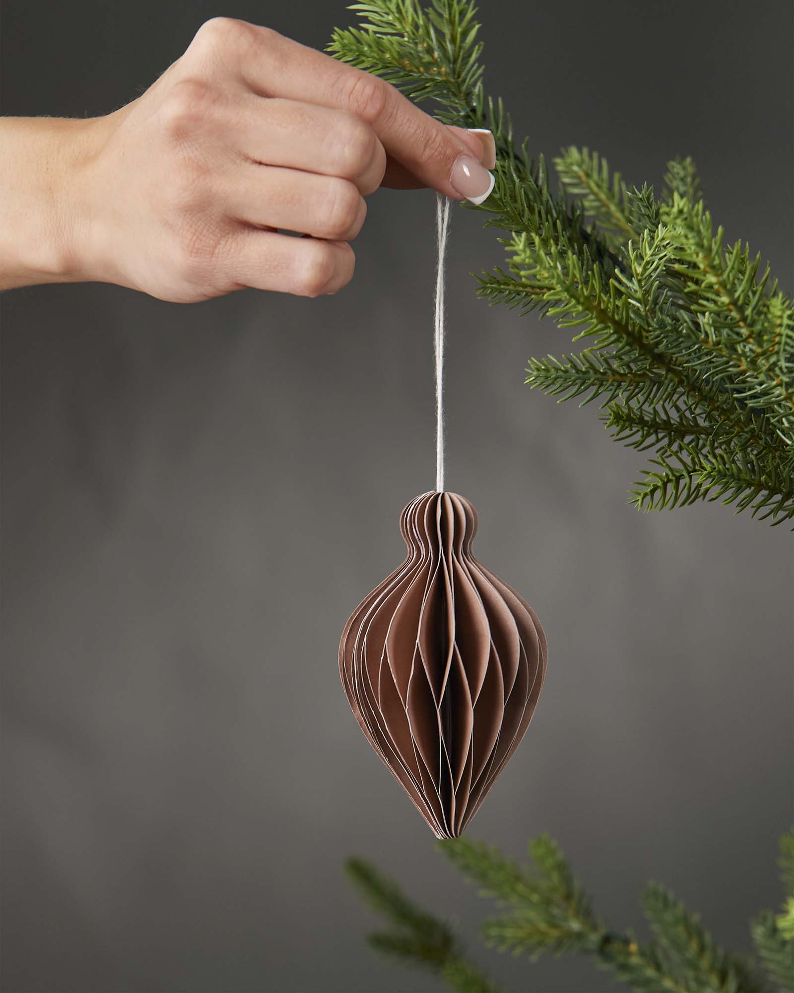 Set of 12 Paper Decorations, Mocha, 10 cm