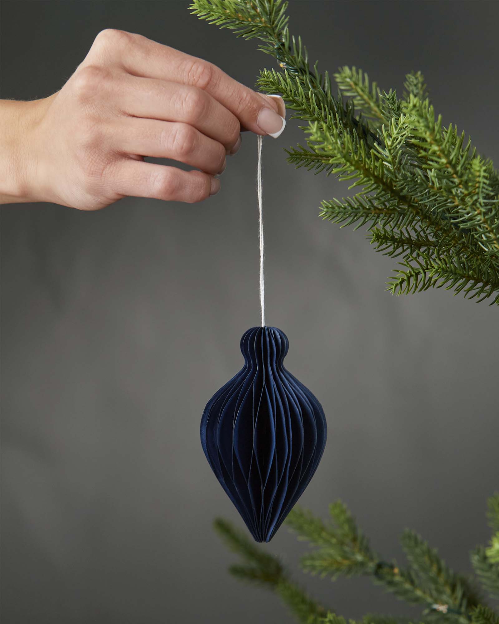 Set of 12 Paper Decorations, Navy, 10 cm