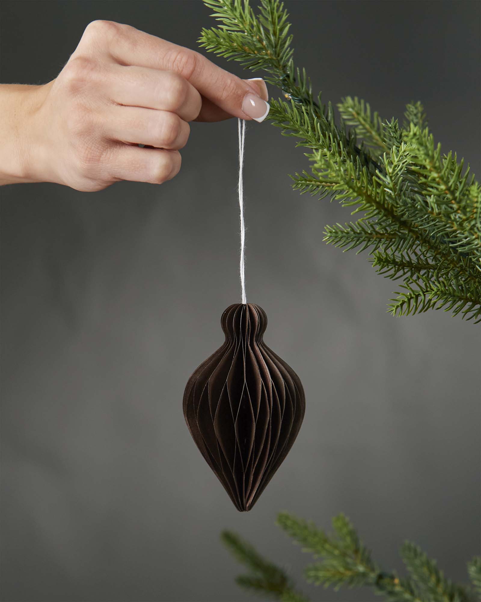 Set of 12 Paper Decorations, Espresso, 10 cm