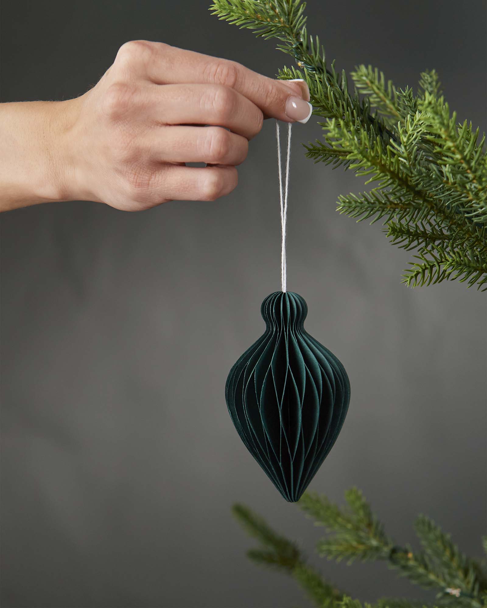 Set of 12 Paper Decorations, Sage Green, 10 cm