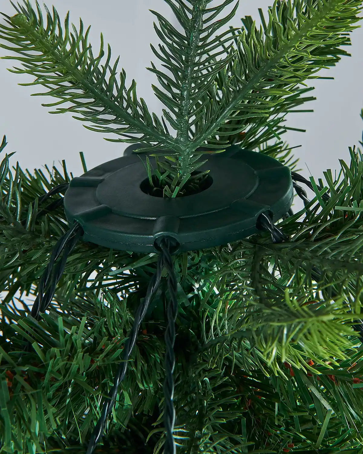 Close up of central top ring for the lights to drape down for 192 LED Christmas Tree String Lights, Multi Colour, 2 m