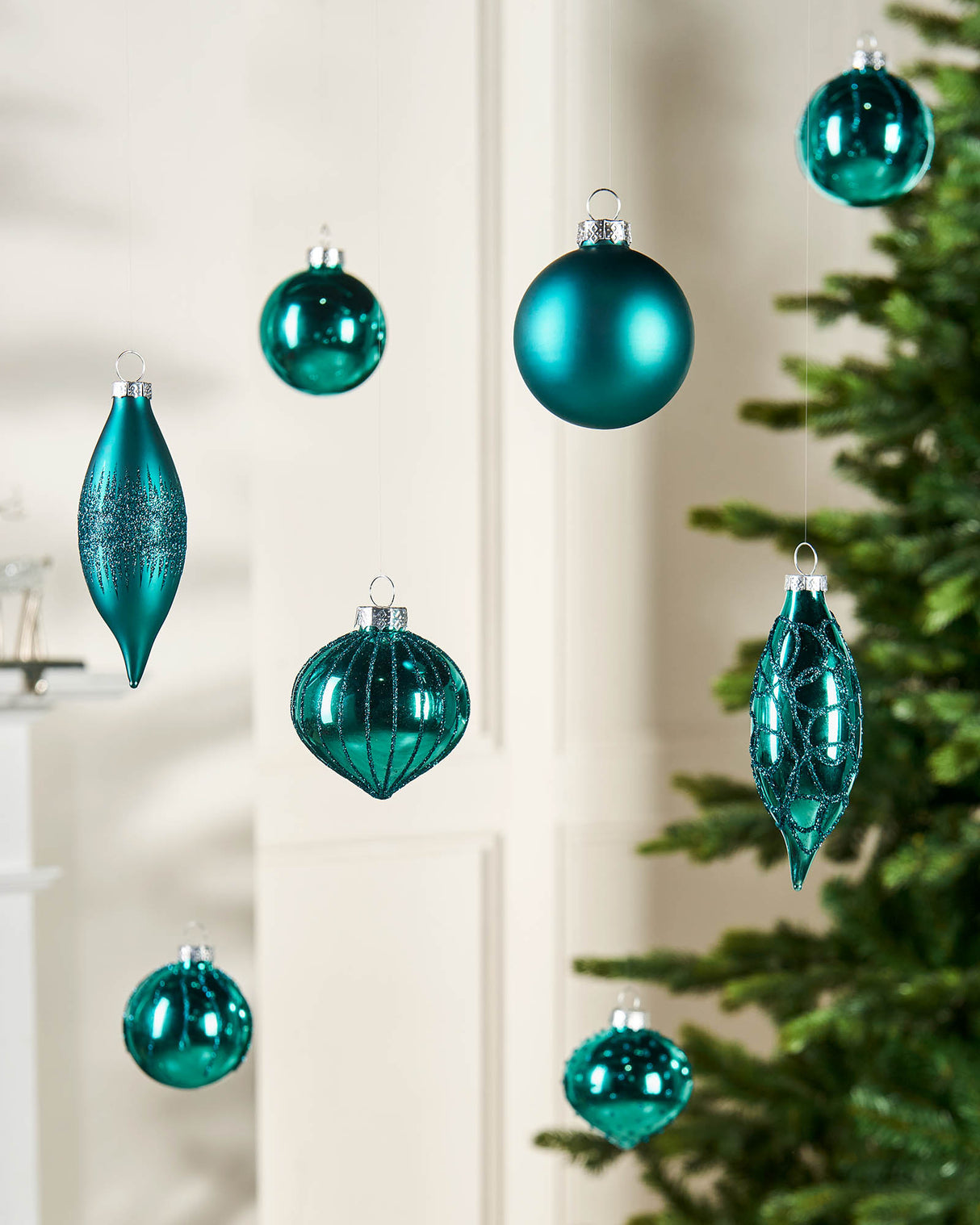 Teal Glass Baubles, 20 Pack