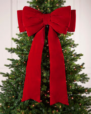 Large Velvet Christmas Bow, Red, 140 cm
