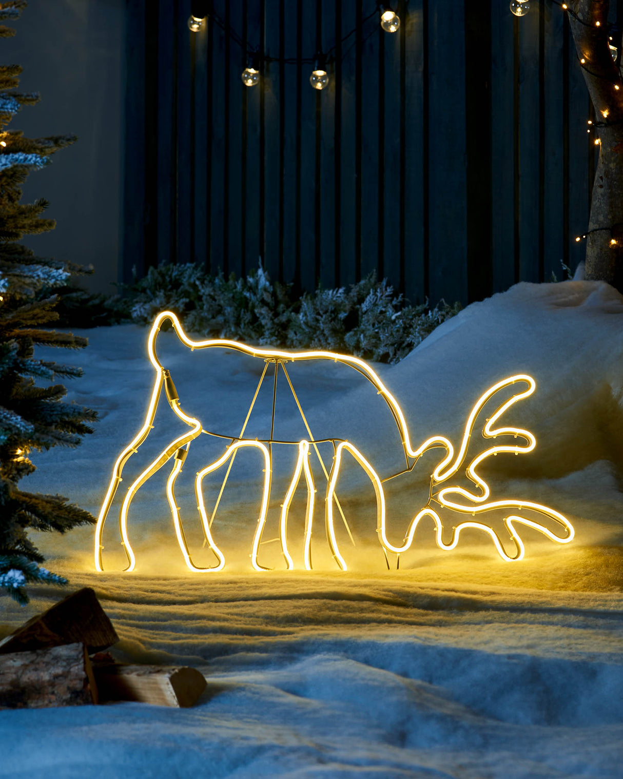 Grazing Reindeer Neon Rope Light Silhouette, 82 cm