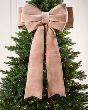 Large Velvet Christmas Bow, Mocha, 140 cm
