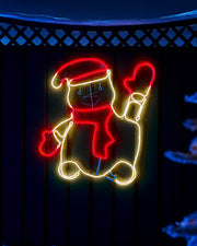 Waving Snowman Neon Rope Light Silhouette, 72 cm