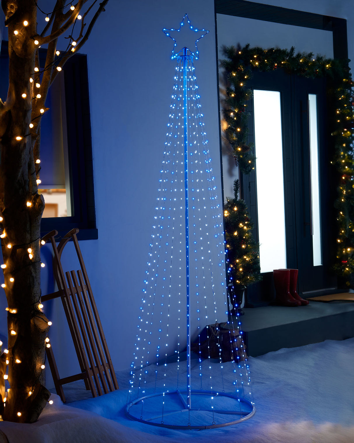 Waterfall Christmas Tree, Blue/White, 2.1 m