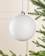White Oversized Shatterproof Bauble, Matt, 15 cm