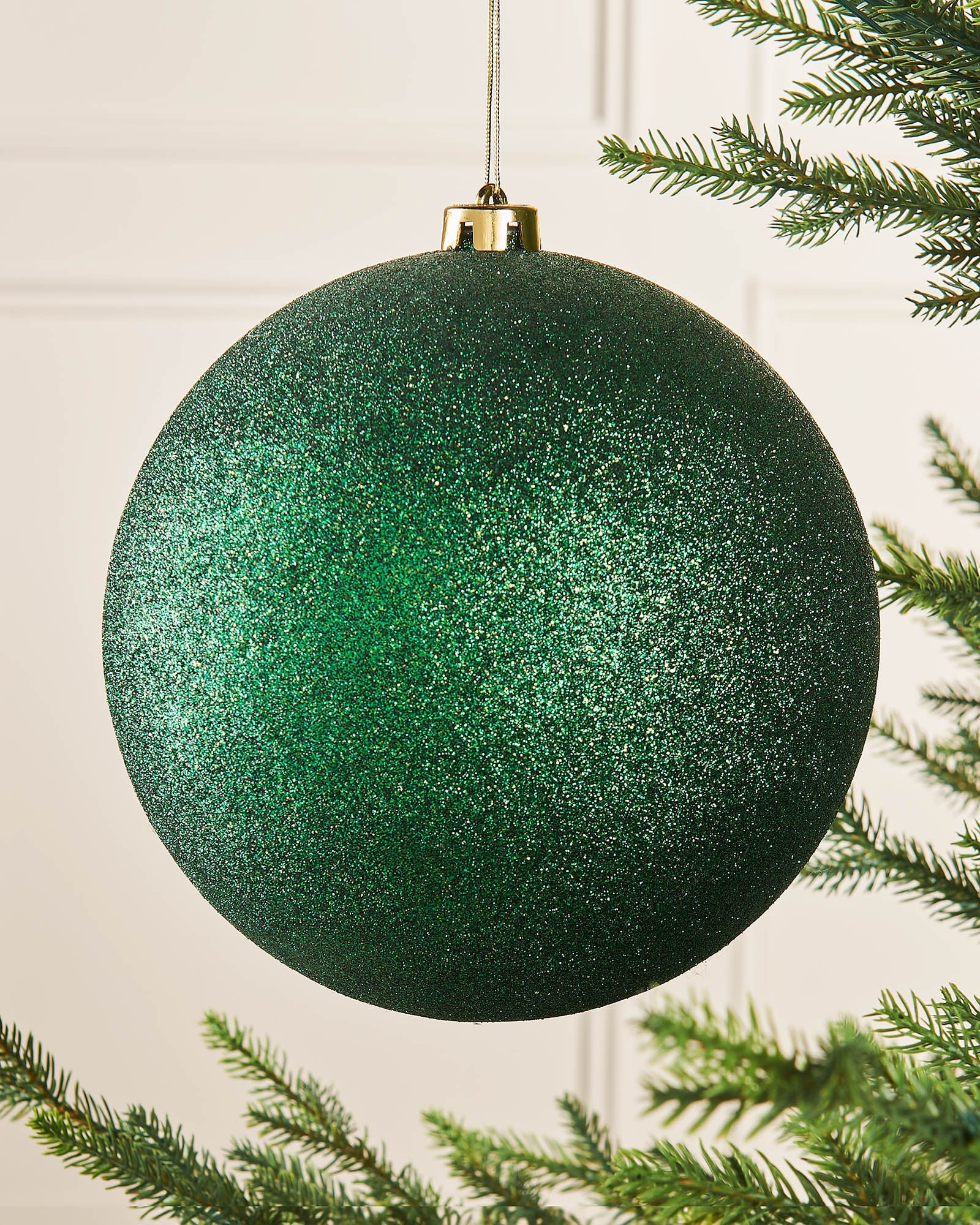 Christmas Green Oversized Shatterproof Bauble, Glitter, 20 cm