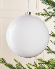 White Oversized Shatterproof Bauble, Gloss, 20 cm