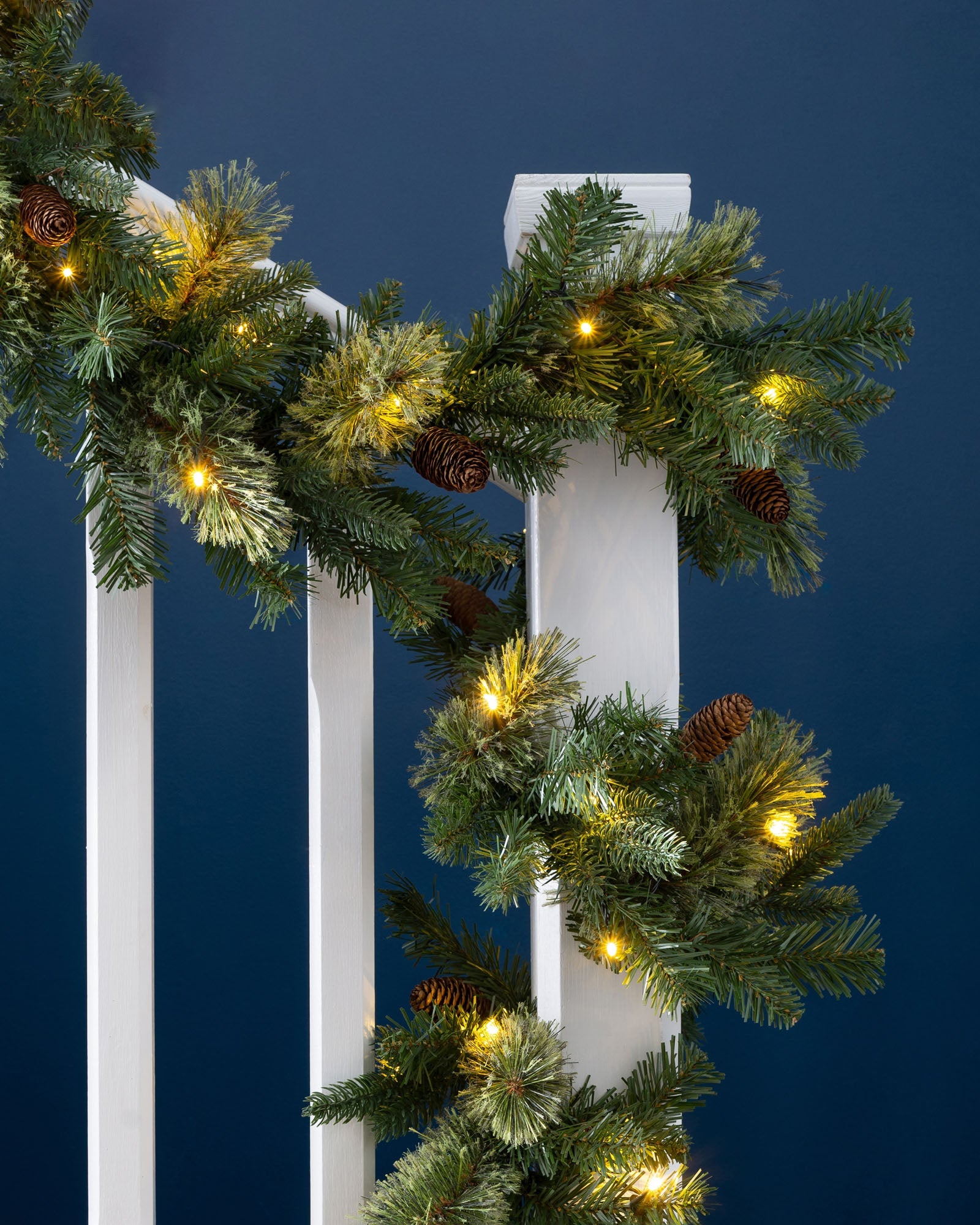 Pre-Lit Natural Pine Garland, 9 ft