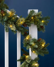 Pre-Lit Natural Pine Garland, 9 ft