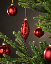 Set of 20 Glass Baubles, Christmas Red