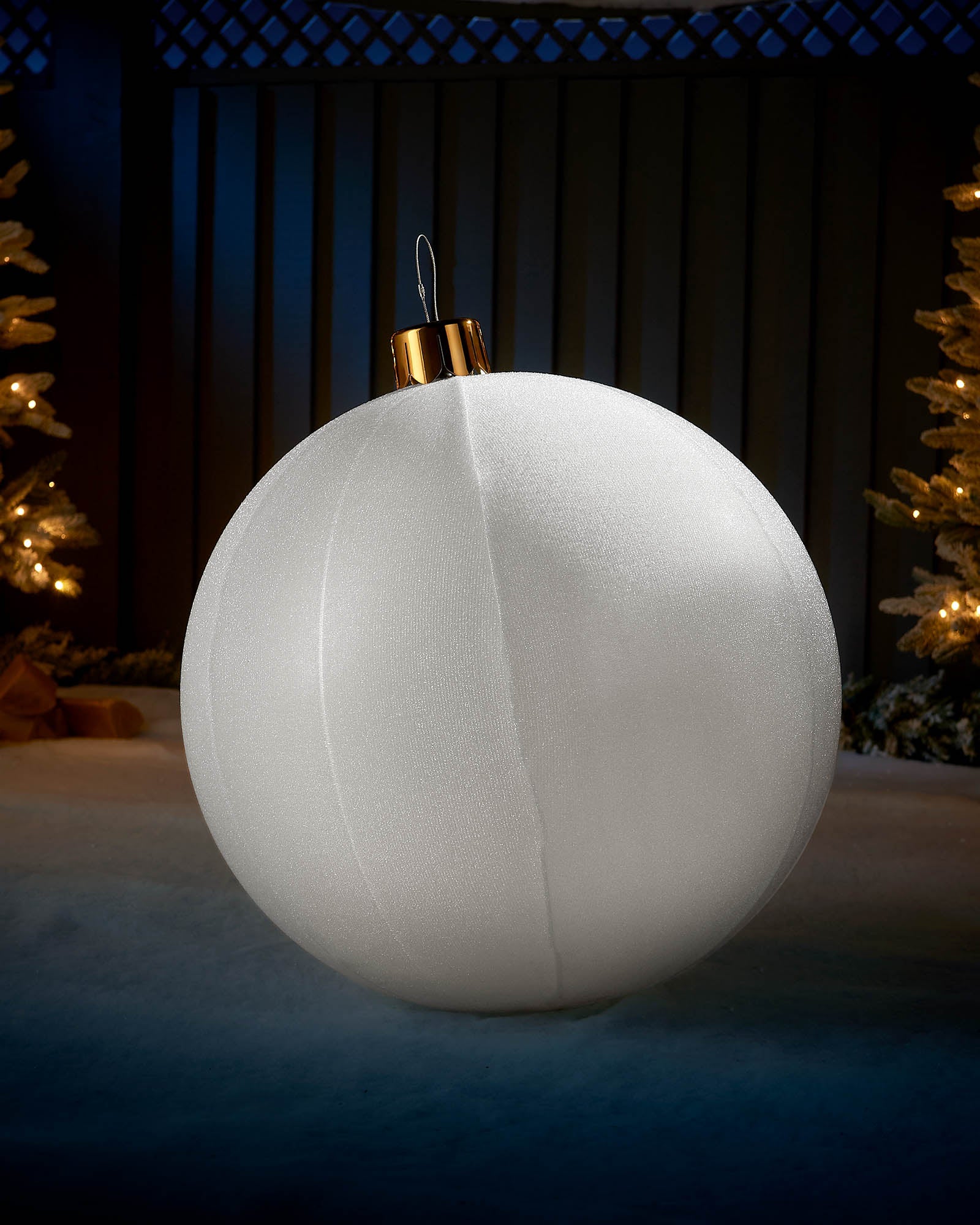 Inflatable Tinsel Christmas Bauble, White, 66 cm