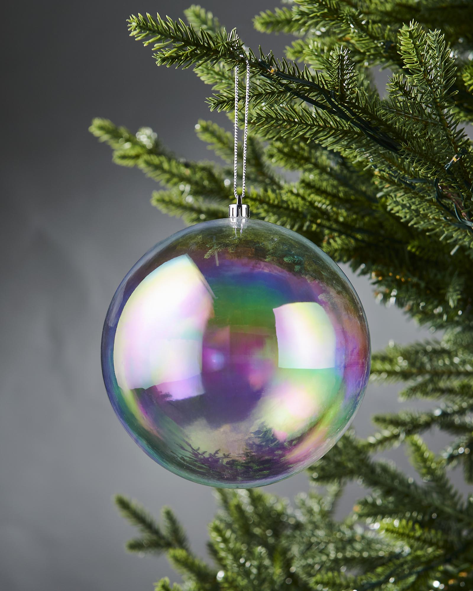 Set of 3 Oversized Baubles, Iridescent, 20 cm