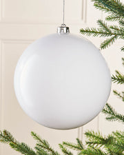 White Oversized Shatterproof Bauble, Gloss, 20 cm