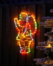 Pre-Lit Santa & Sack, Multi-Coloured, Silhouette, 41 cm