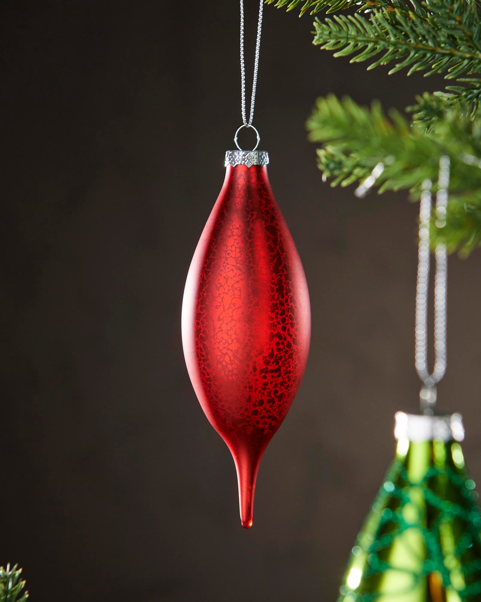 Set of 5 Large Glass Teardrop Baubles, Multi-Colour, 15 cm