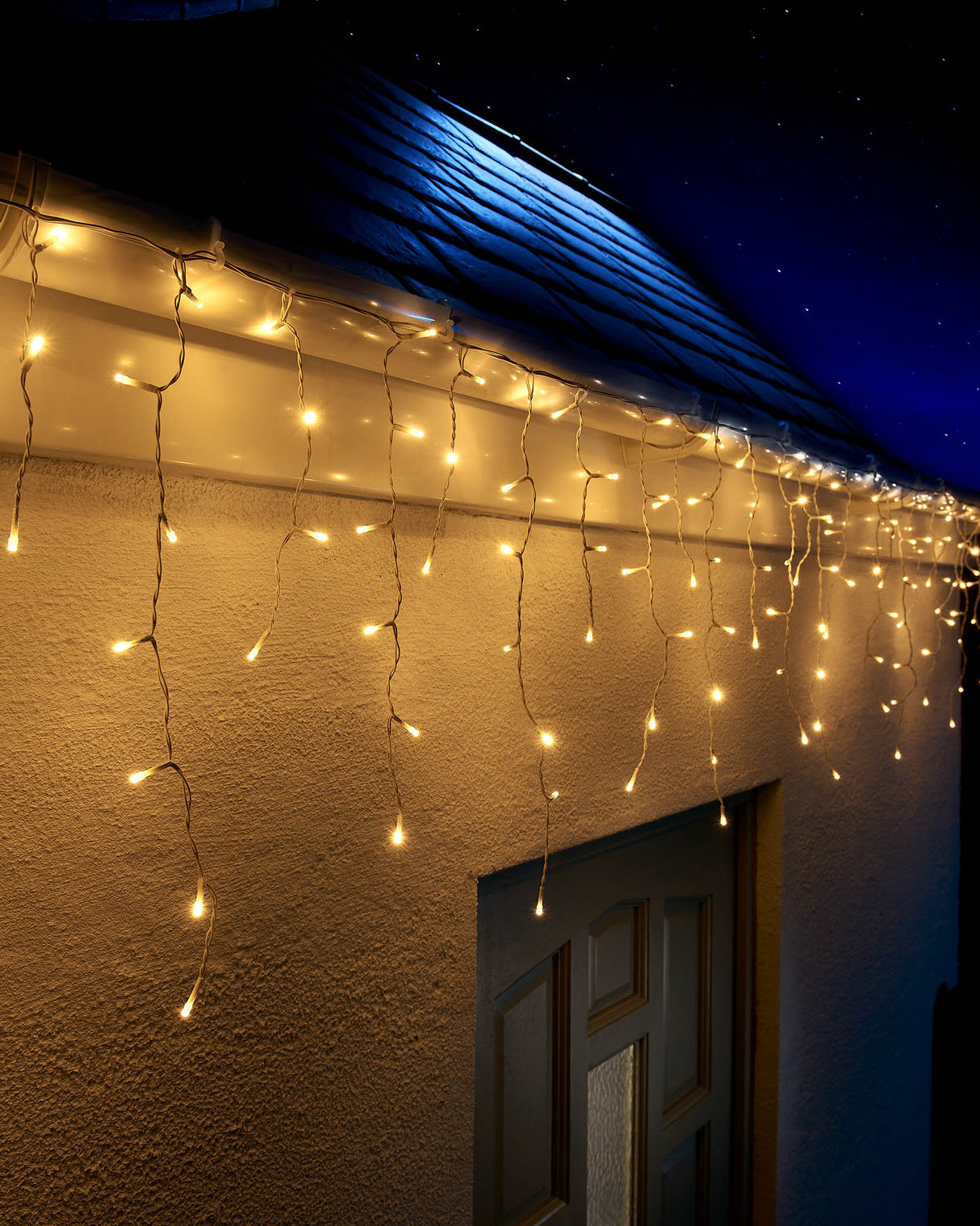 LINK UP LED Icicle Lights, White Cable, Warm White