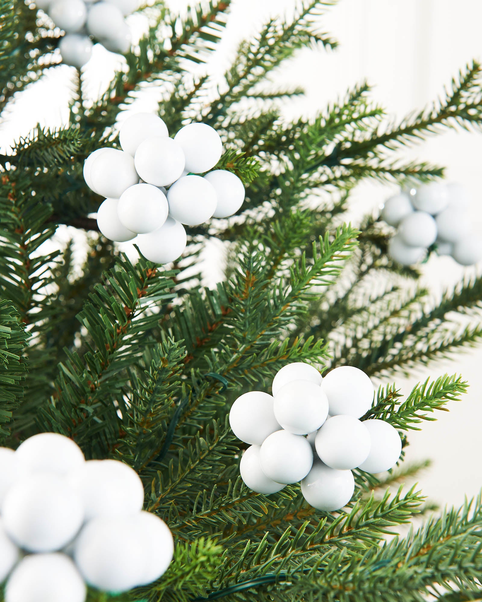 Ten White Glass Berry Cluster Baubles