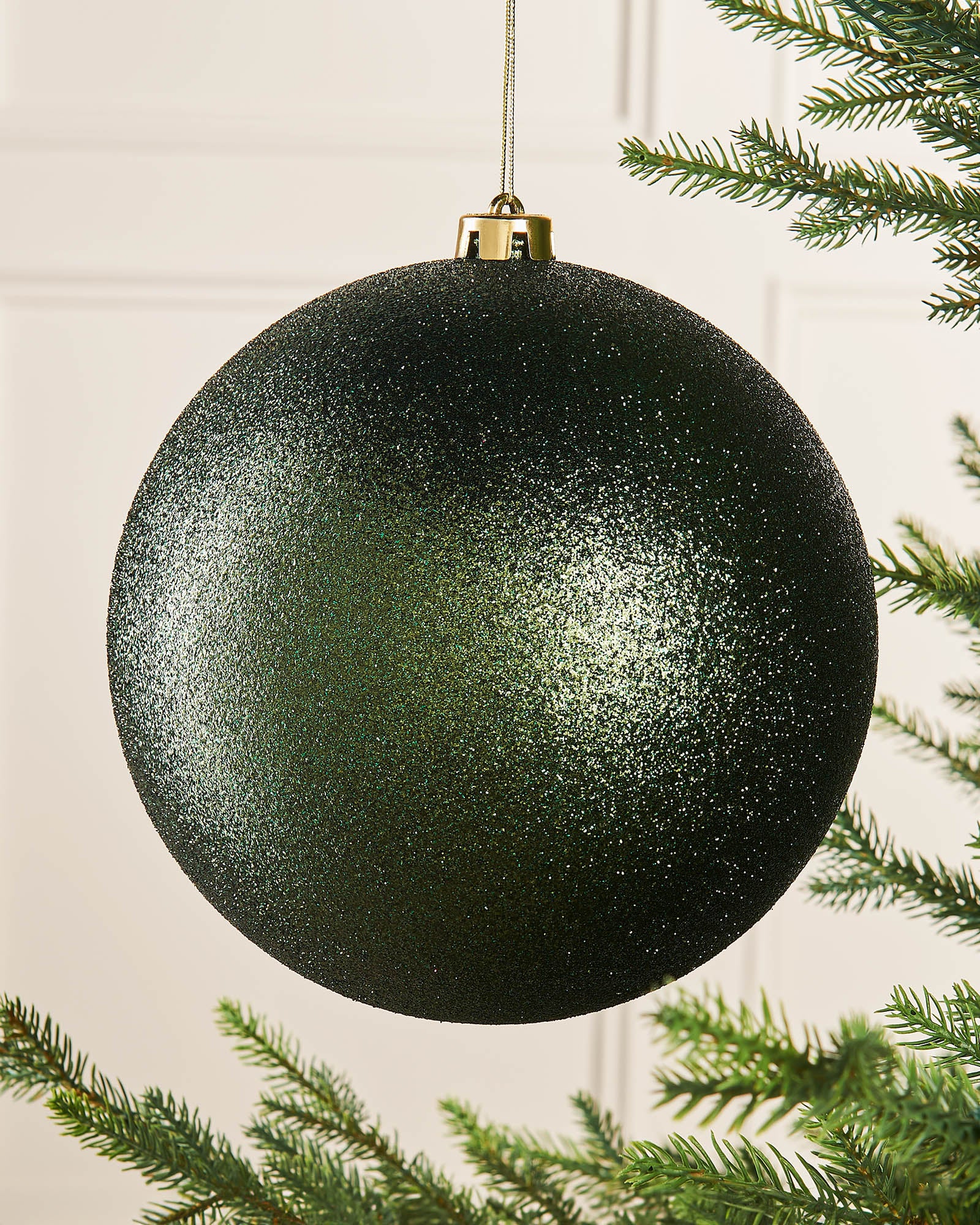 Sage Green Oversized Glitter Shatterproof Bauble, 20 cm