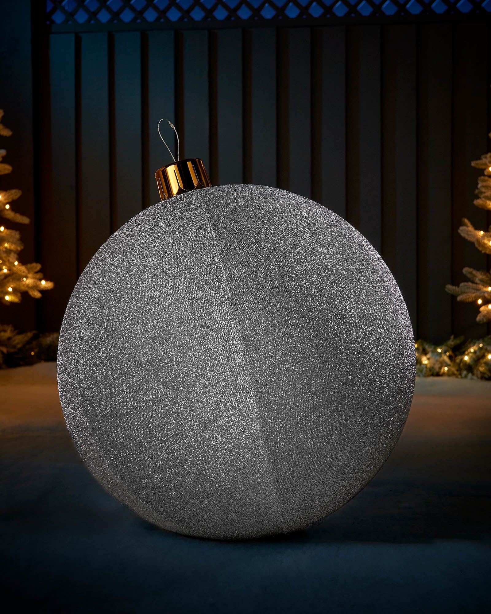 Inflatable Tinsel Christmas Bauble, Silver, 66 cm