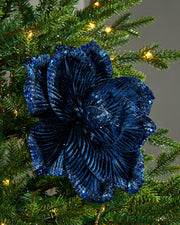 Navy Artificial Magnolia Flower, 26 cm