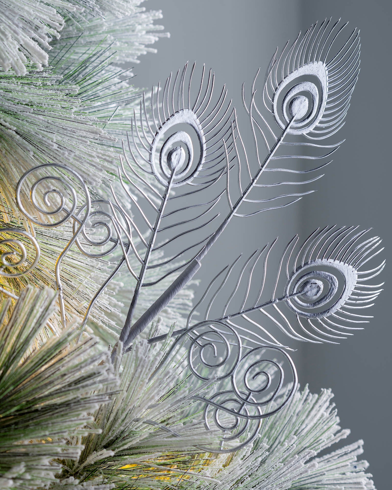 Silver Artificial Feather Pick, 62 cm
