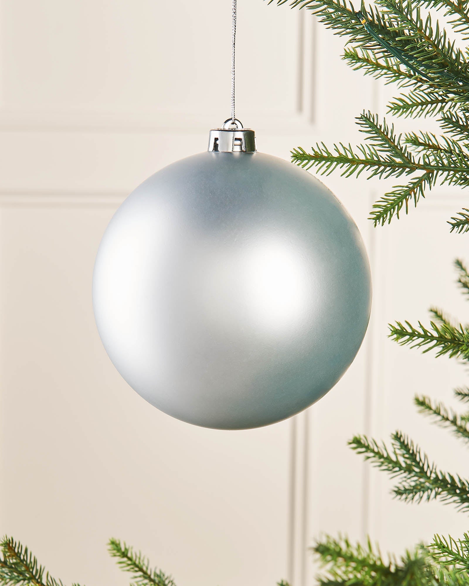 Silver Oversized Shatterproof Bauble, Matt, 15 cm