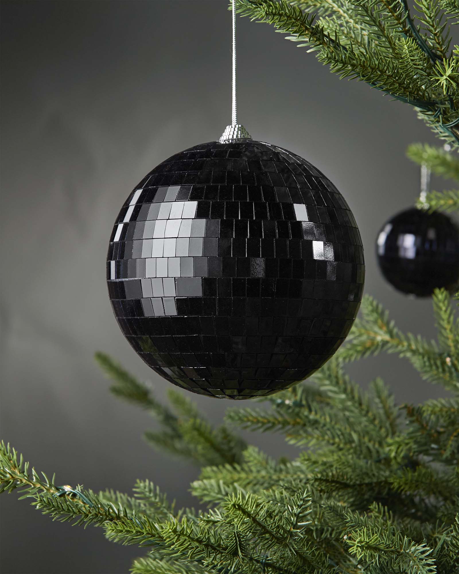 Oversized Disco Ball Bauble, Black, 15 cm