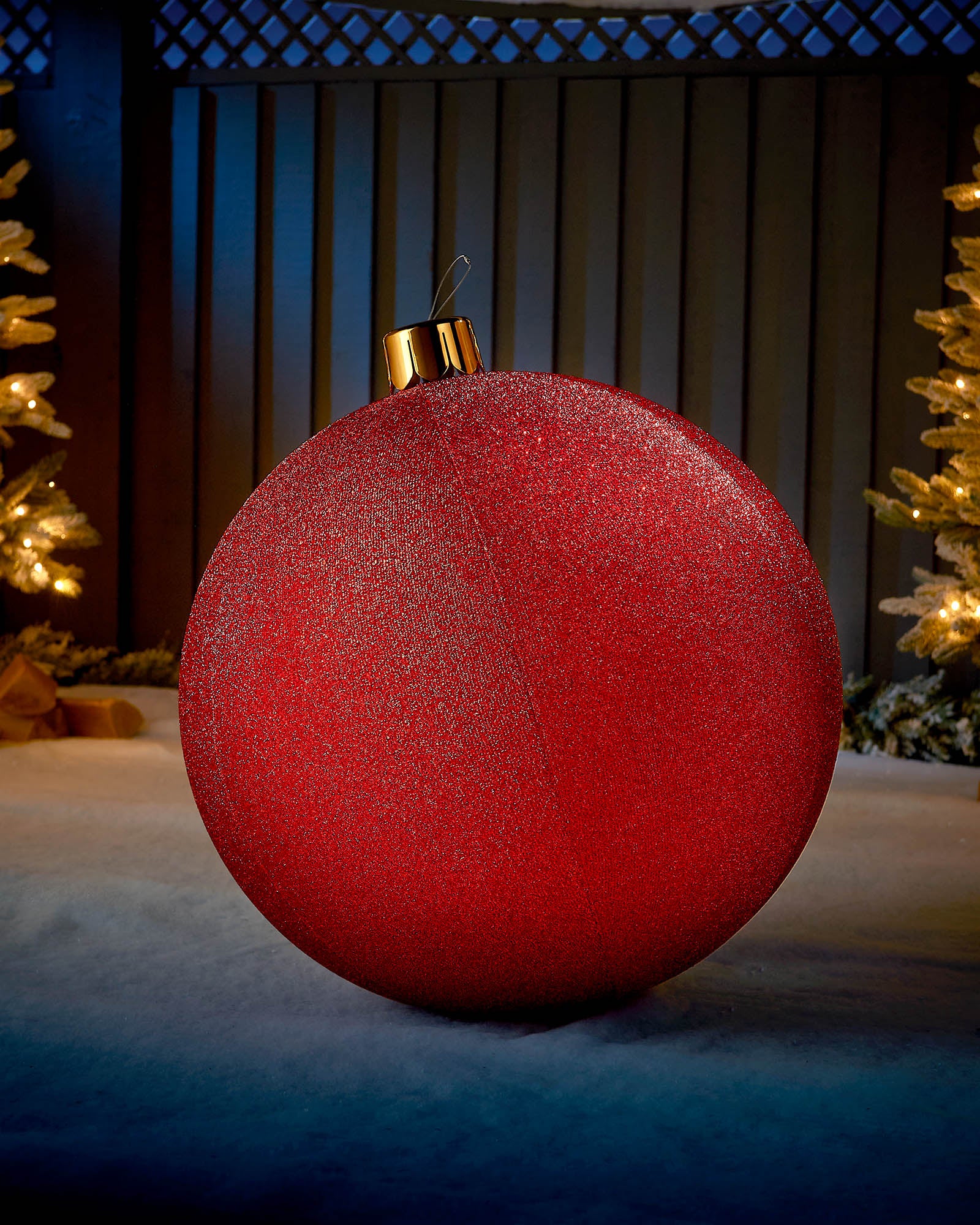 Inflatable Tinsel Christmas Bauble, Red, 66 cm