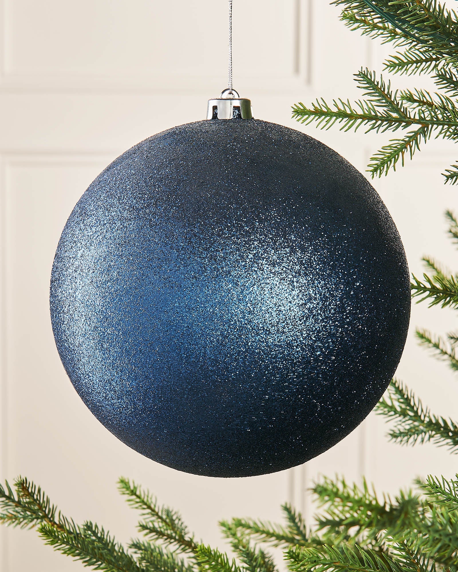 Navy Oversized Shatterproof Bauble, Glitter, 20 cm
