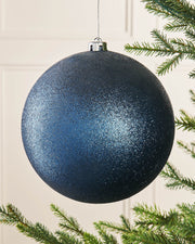 Navy Oversized Shatterproof Bauble, Glitter, 20 cm