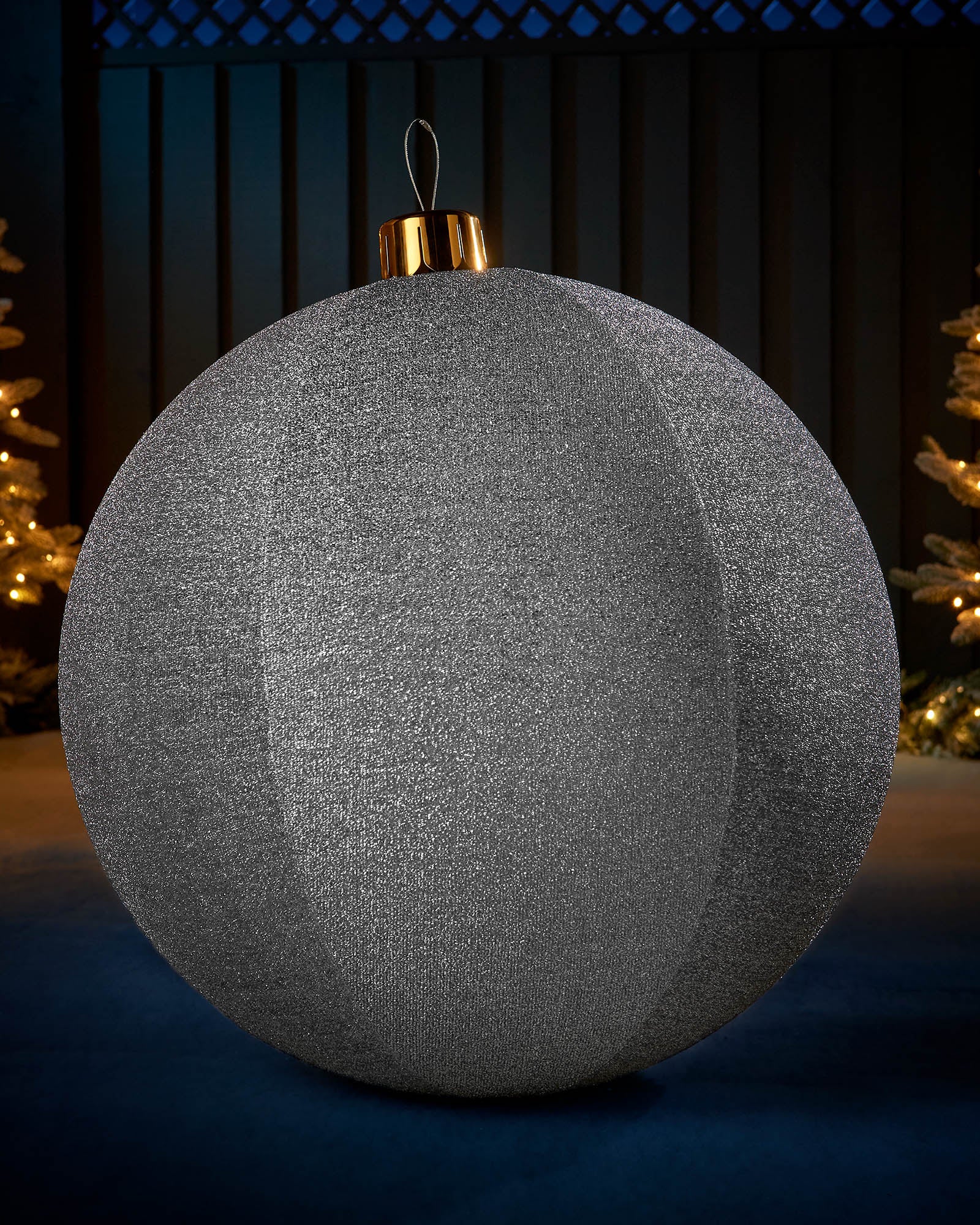 Inflatable Tinsel Christmas Bauble, Silver, 76 cm