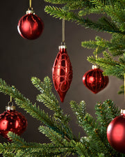 Set of 20 Glass Baubles, Christmas Red