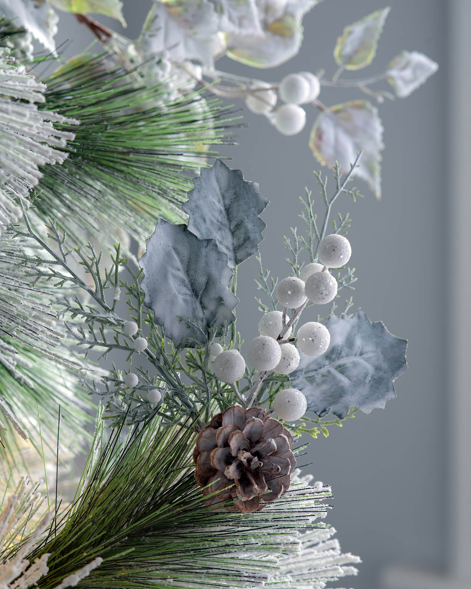 Artificial Frosted Berries and Pinecones Pick, 20 cm