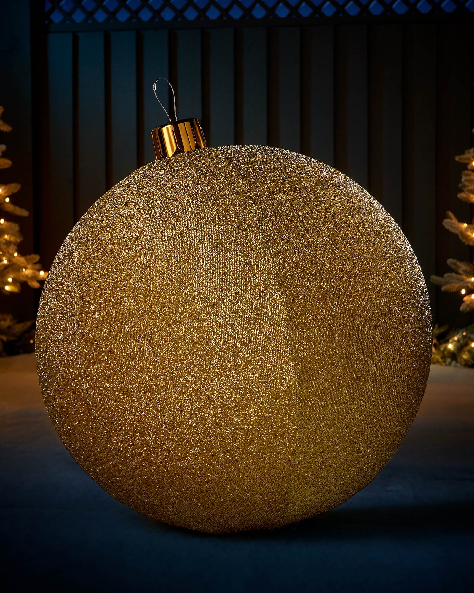Inflatable Tinsel Christmas Bauble, Gold, 76 cm