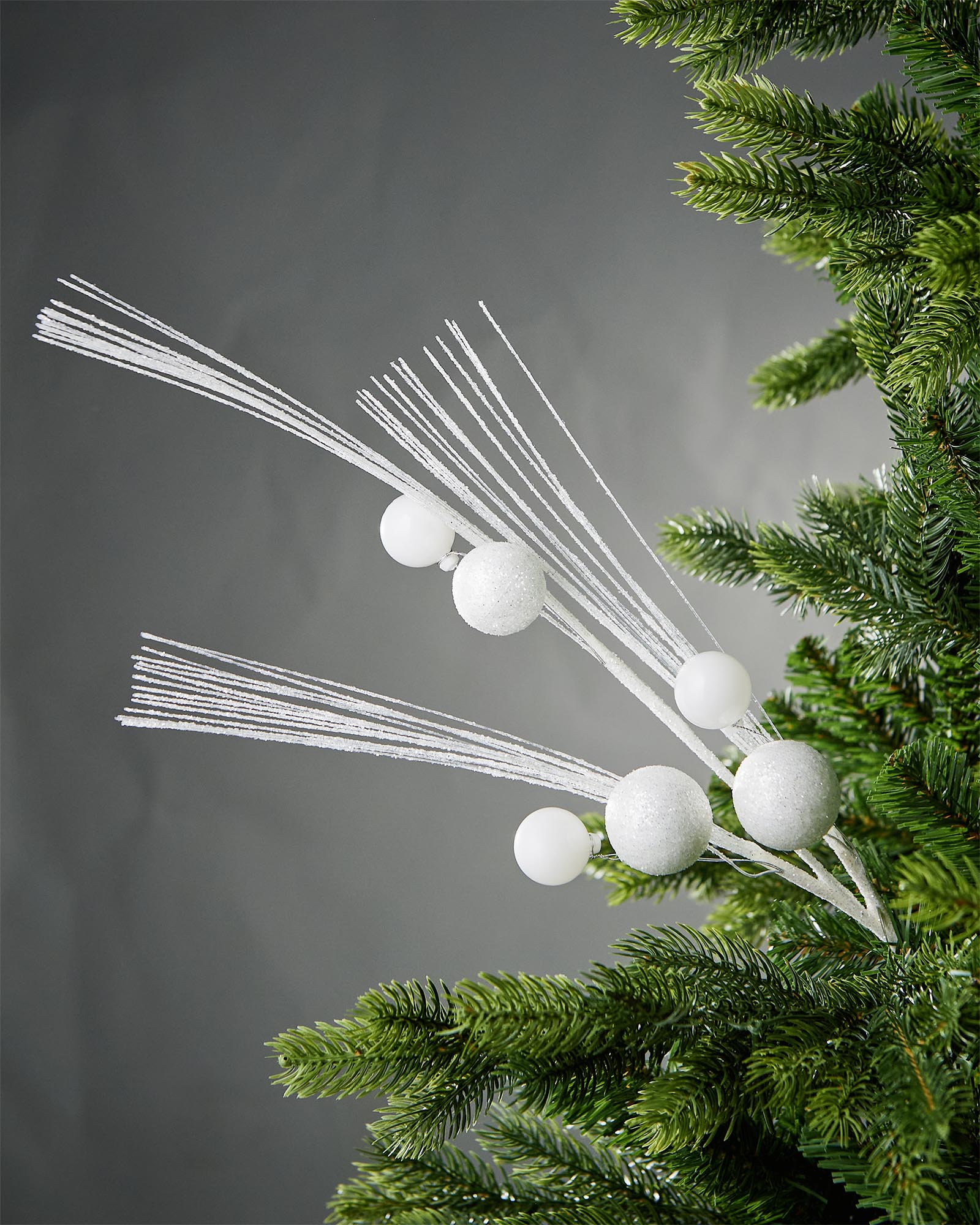 Glitter Bauble Spray, White, 72 cm