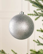 Silver Oversized Glitter Shatterproof Bauble