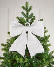 Vintage Velvet Christmas Bow, White, 30 cm
