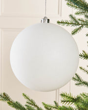 White Oversized Shatterproof Bauble, Glitter, 20 cm
