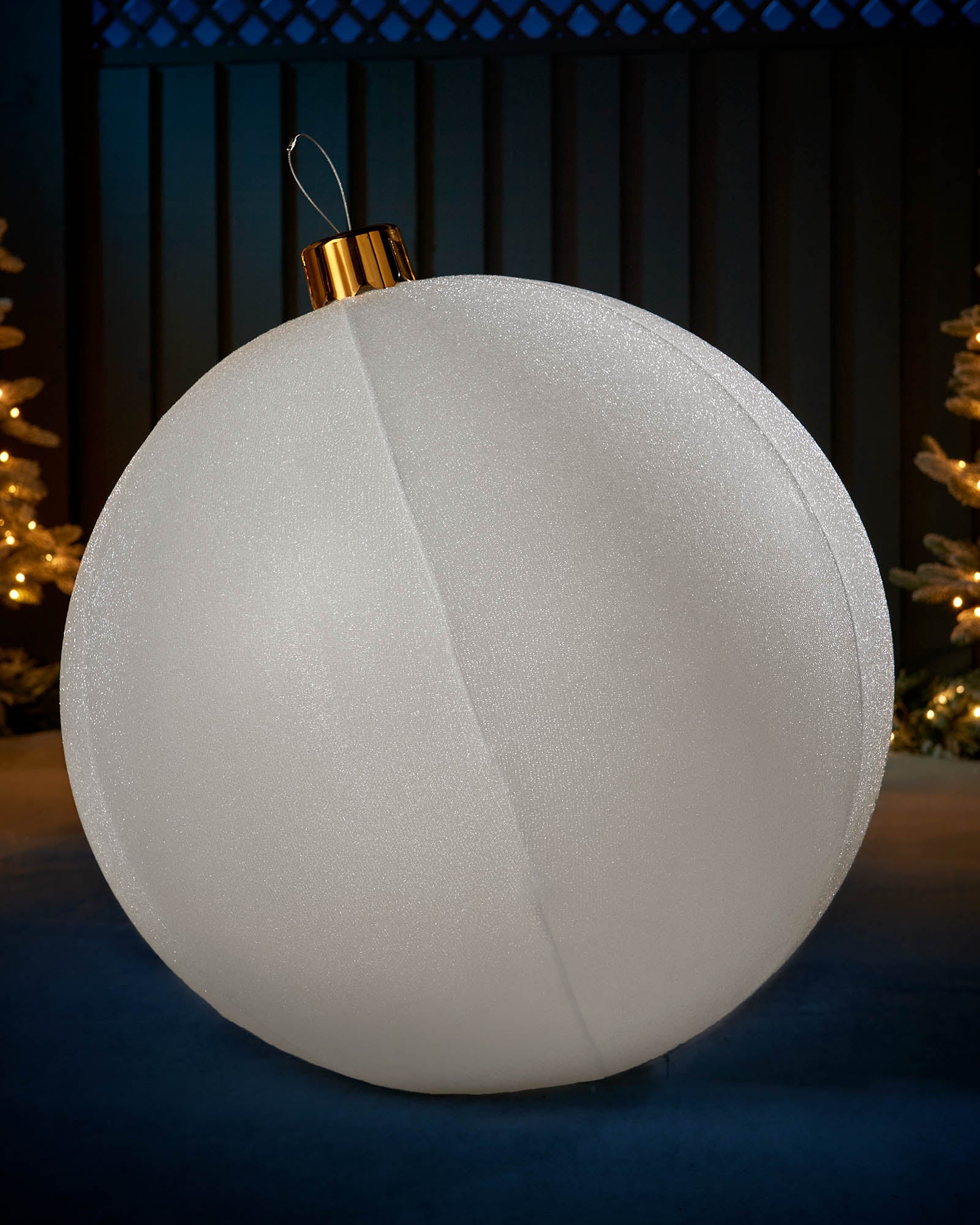 Inflatable Tinsel Christmas Bauble, White, 76 cm