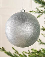 Silver Oversized Shatterproof Bauble, Glitter, 20 cm