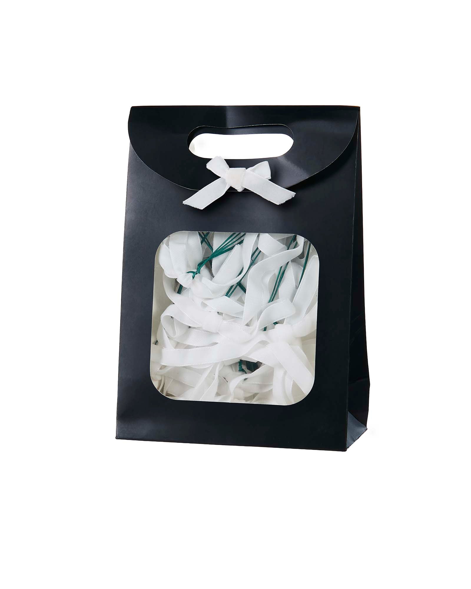 Set of 20 Velvet Bows, White, 13 cm