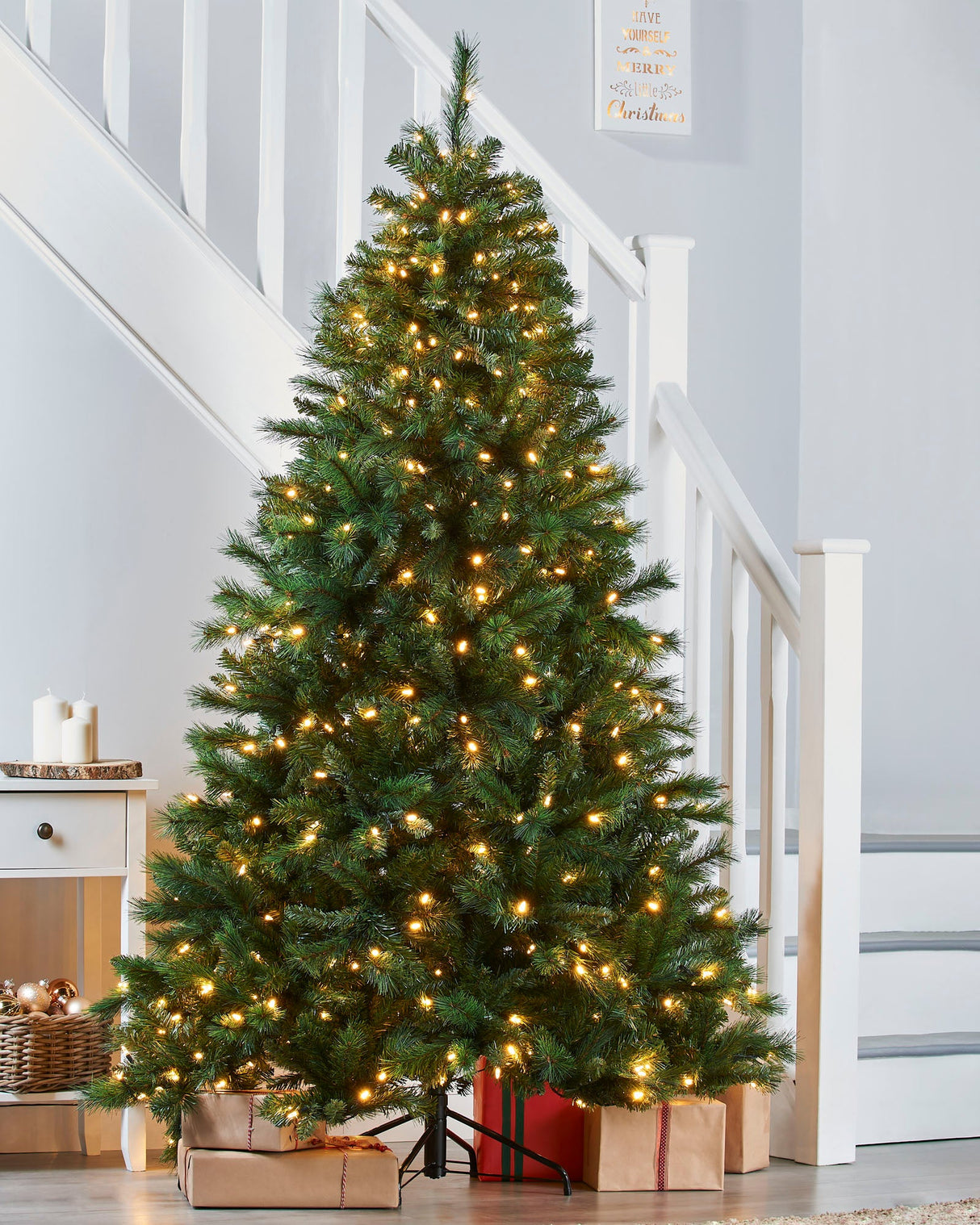 Pre-Lit Victorian Pine Multi-Function Christmas Tree, 5 ft