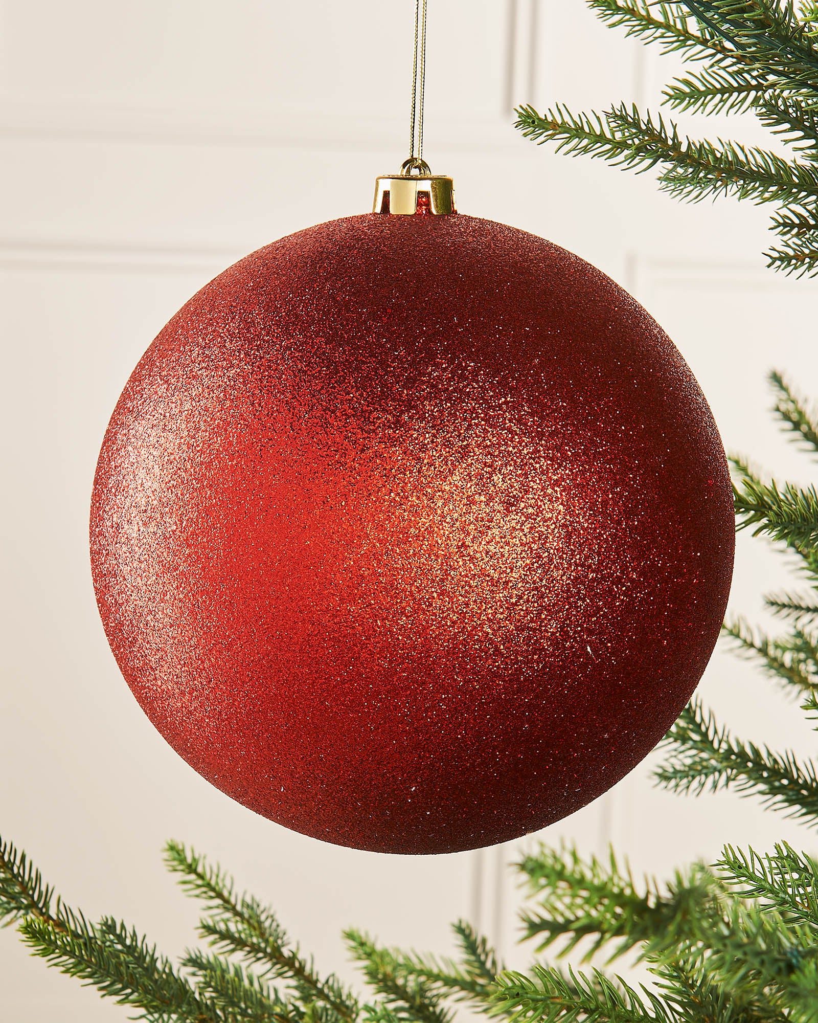 Red Oversized Glitter Shatterproof Bauble, 20 cm